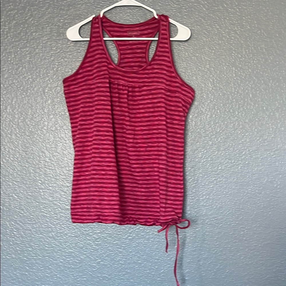 Athleta Pink striped adjustable waist Tie race back Tank Top 2x